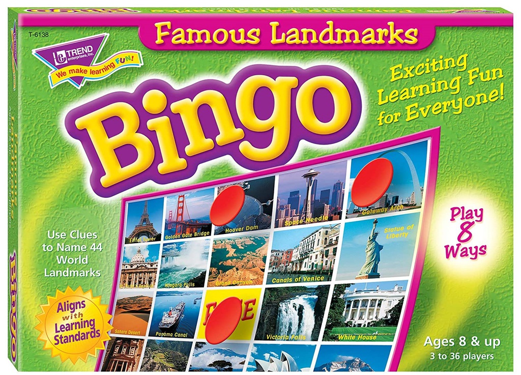 Famous Landmarks Bingo Ages 8 &amp; up
