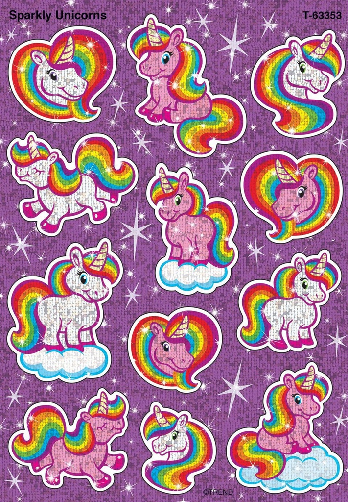 Sparkly Unicorns Sparkle Stickers (2 Sheets) (3cmx1.5cm)