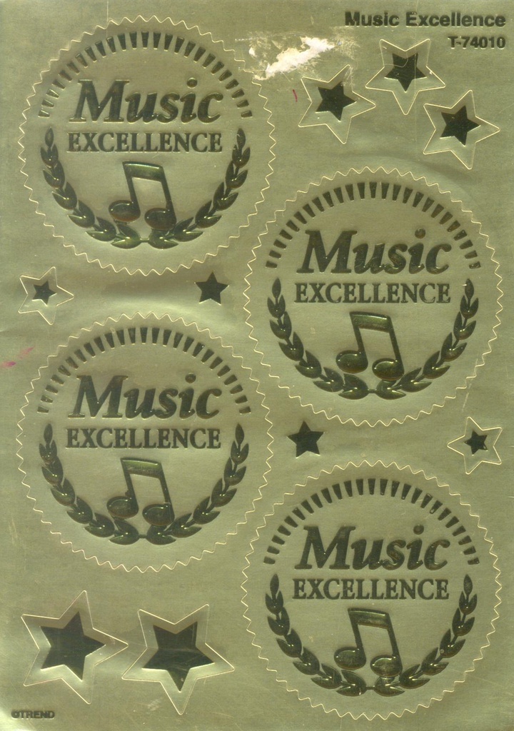 Music Excellence (Gold) Award Seal Stickers  (5cm)   (8 sheets)  32 seals