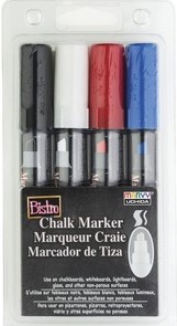BISTRO Chalk Markers - 4 clr W/BK/R/BL
