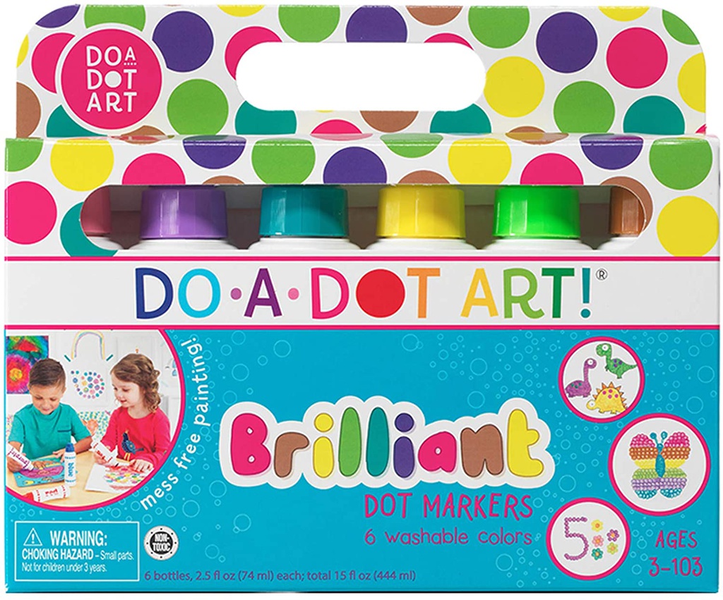 DO A DOT ART MARKERS BRILLANT 6 WASHABLE(2.5 ounces of ink)