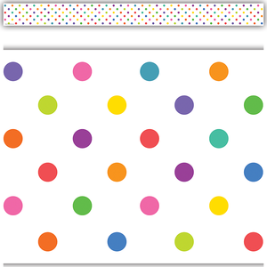 Colorful Dots Straight Border Trim, 12pcs 3''x35''(7.6cmx88.9cm), total (35'=10.6m)