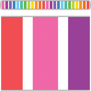 Colorful Stripes Straight Border Trim, 12pcs 3''x35''(7.6cmx88.9cm), total (35'=10.6m)