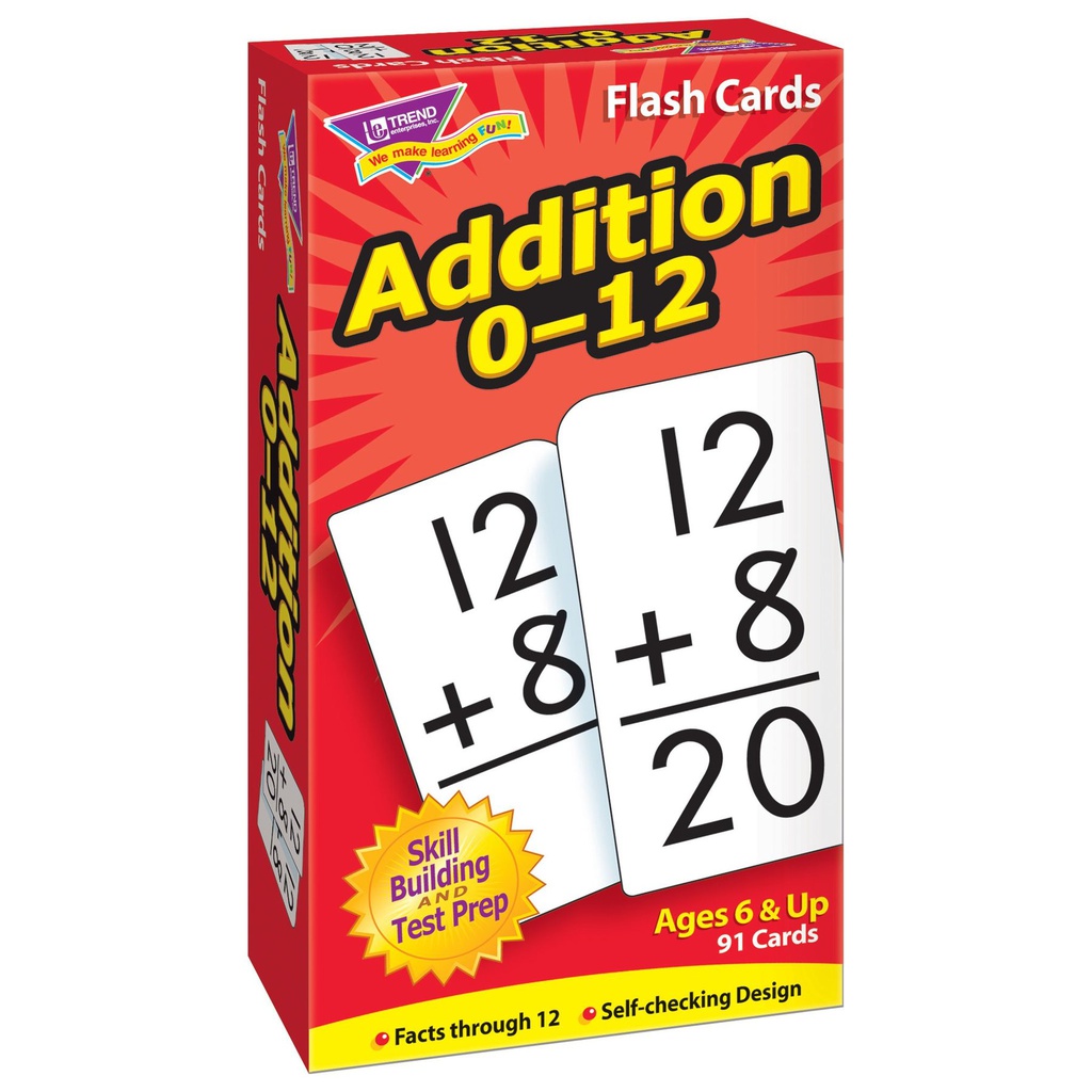 Addition 0-12 Flash Cards