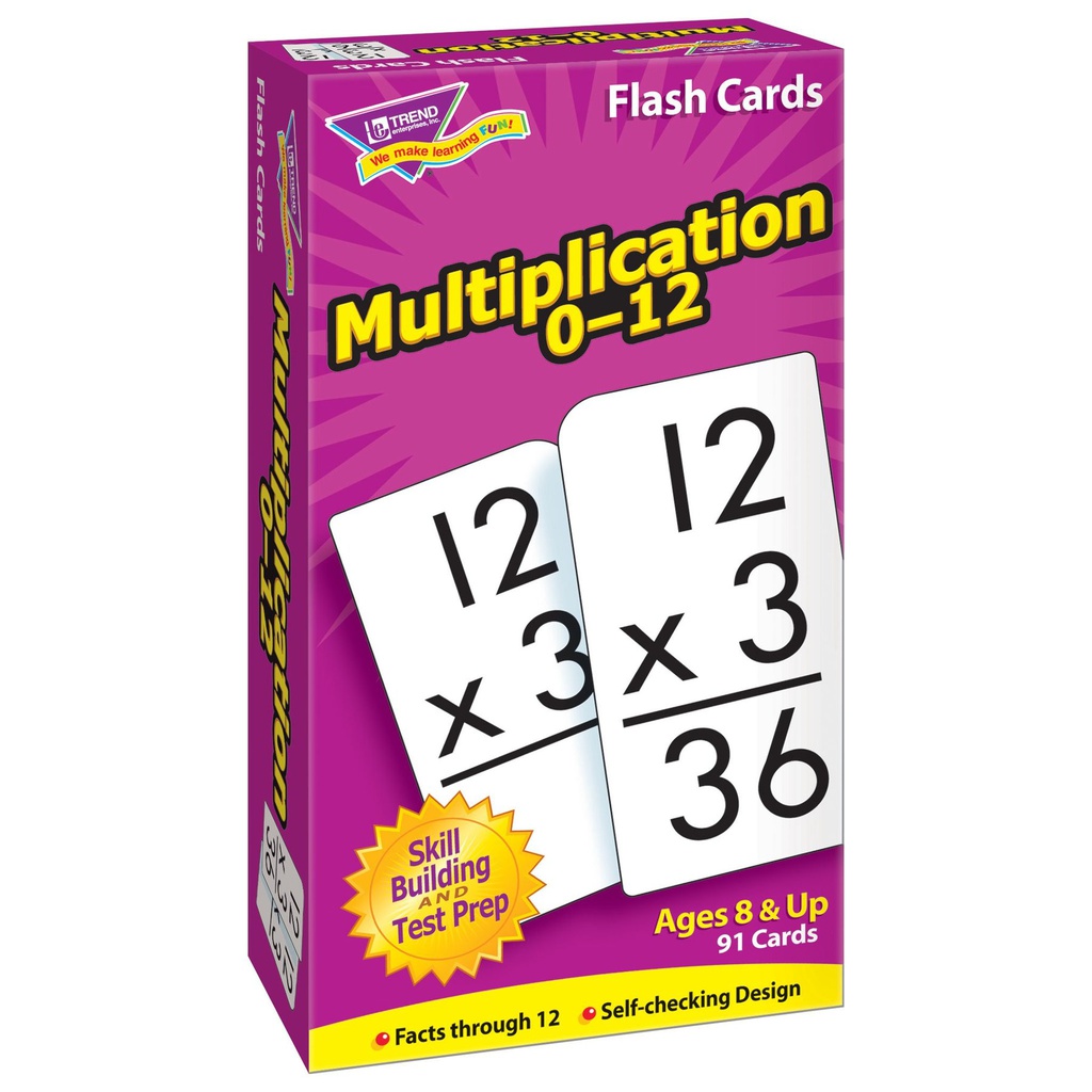 Multiplication 0-12 Flash Cards Two-sided (91cards)