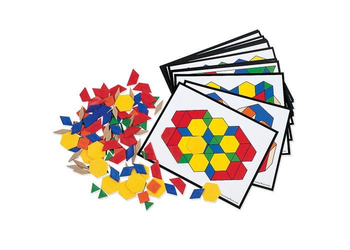 Pattern Block Activity Set includes 18 double-sided cards (142 pcs)