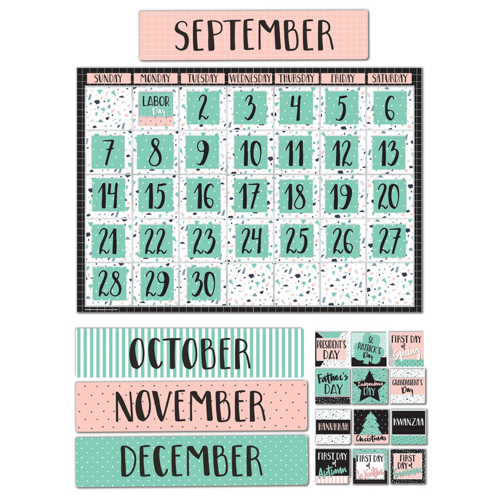 Simply Sassy Calendar Bulletin Board Set (4panels)(17''x24'')(43.1cmx60.9cm)
