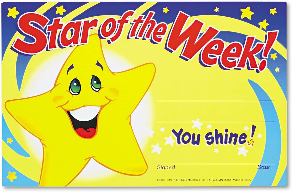 Star of the Week! AWARD (21.5cmx13.9cm)(30pcs)
