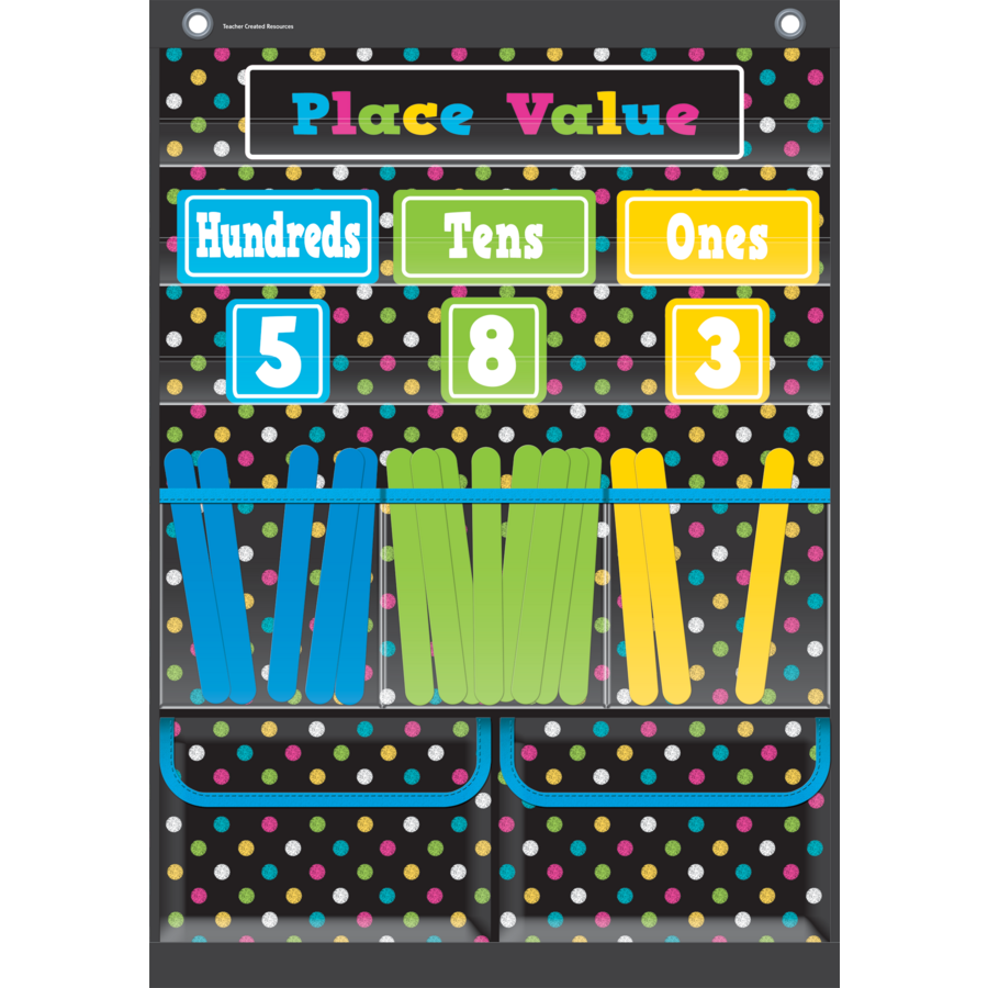 Chalkboard Brights Place Value Pocket Chart (14&quot; x 20&quot;)(35.5 cm x 50.8 cm)