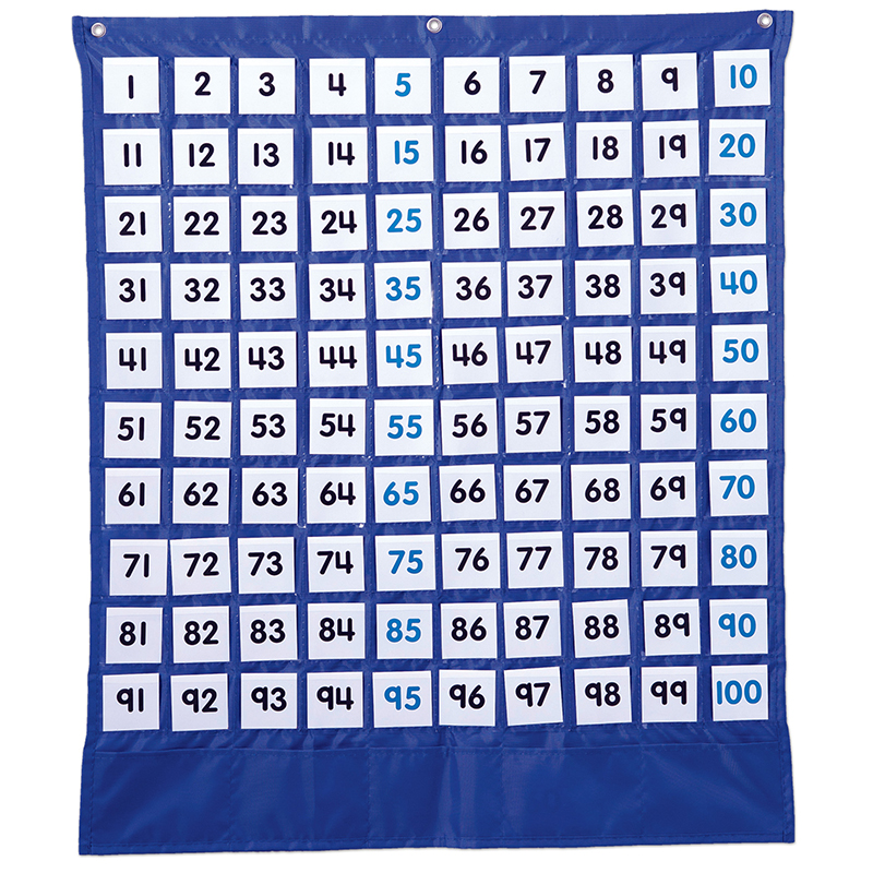DELUXE HUNDRED BOARD 1-POCKET CHART(4.25''x21.75'')(10.7cmx55.2cm)  (224no.cards)