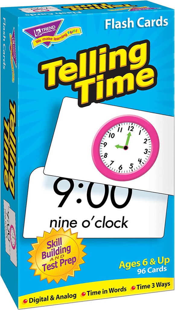Telling Time Skill Drill Flash Cards Two-sided (96cards)