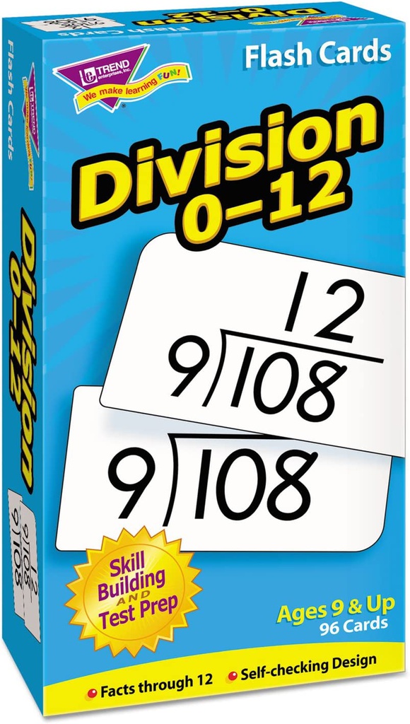 Division 0-12 Skill Drill Flash Cards Two-sided (91cards)