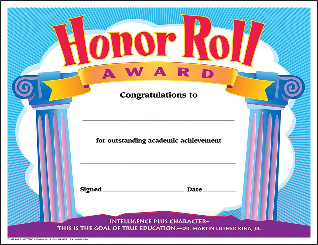 Honor Roll Award 21.5cm x 28cm (30 sheets)