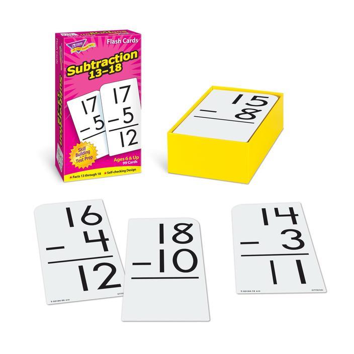 Subtraction 13-18  Flash Cards (99 cards)