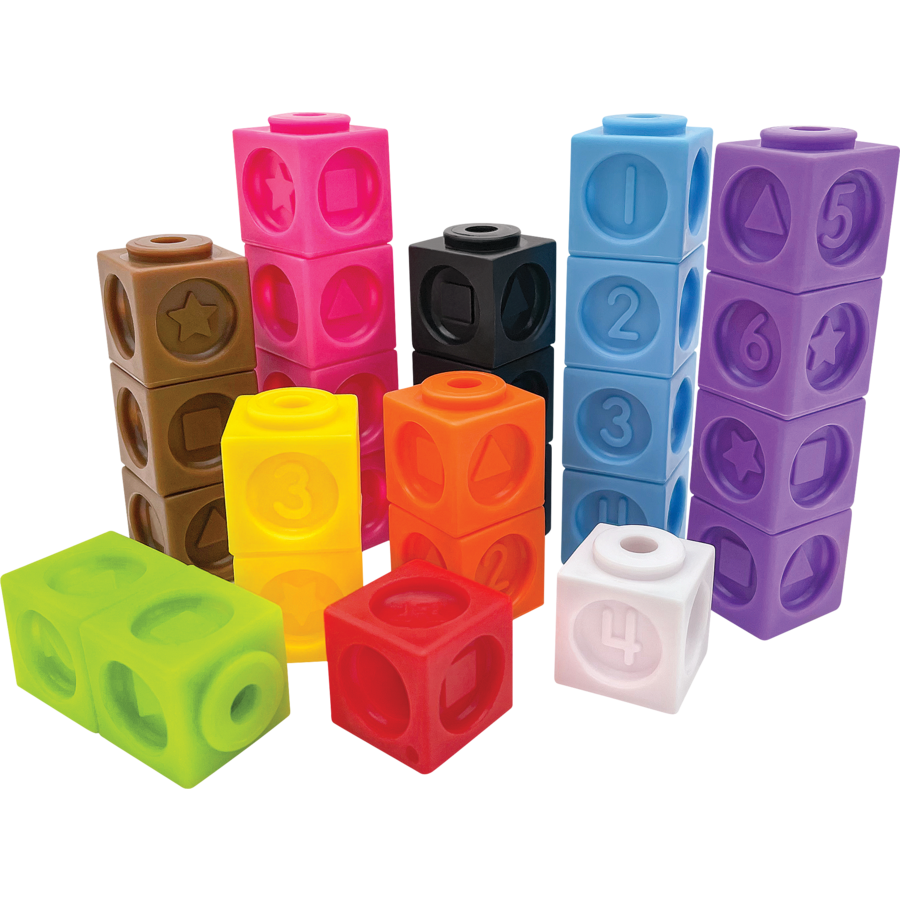 NUMBERS &amp; SHAPES CONNECTING CUBES  100/pkg