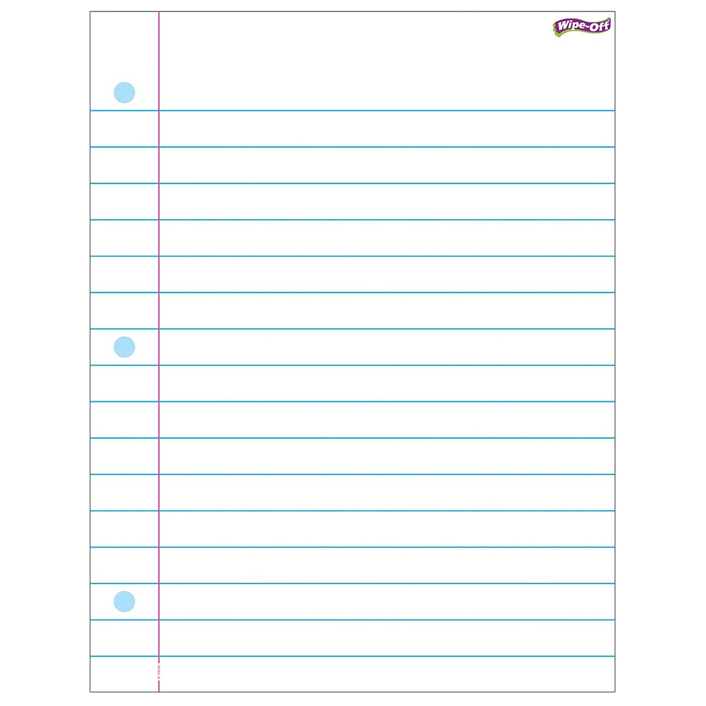 Notebook Paper WIPE-OFF CHART  17&quot; x 22&quot; (43cm x 56cm)