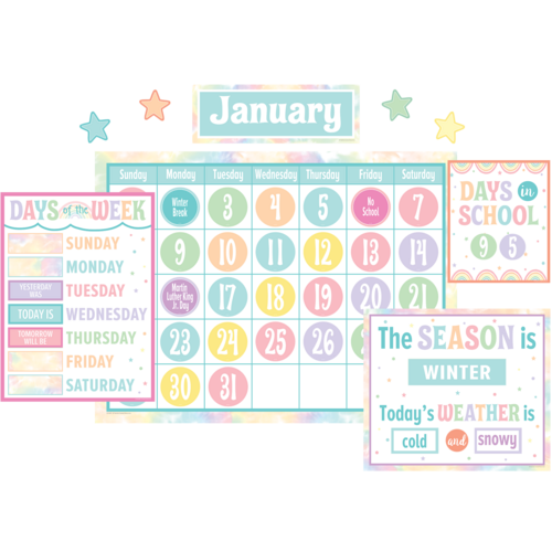Pastel Pop Calendar Bulletin Board (115pcs)