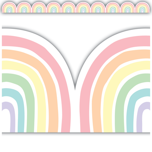 Pastel Pop Rainbows Die-Cut Border Trim, 12pcs 2.75''x35''(6.9cmx88.9cm), total (35'=10.6m)