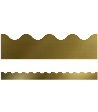 GOLD FOIL SPARKLE + SHINE SCALLOPED BORDER, 12pcs 2.25x35''(5.7cmx88.9cm), total (35'=10.6m)(