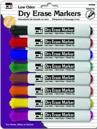 [CHL47828] CHISEL TIP ASST BARREL STYLE 8 PK DRY ERASE MARKERS