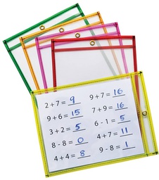 [PAC9891S] DRY ERASE POCKETS NEON ASST 9&quot;x12&quot; Singles