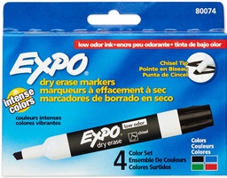 [SAN80074] MARKER EXPO 2 DRY ERASE 4 COLOR CHISEL BLACK RED BLUE GREEN