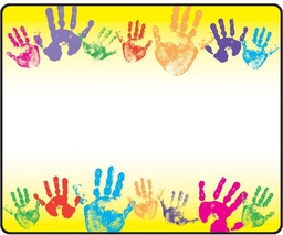 [T68005] Rainbow Handprints Nametags (3''x2.5'')(7.6cmx6.3cm)(36pcs)