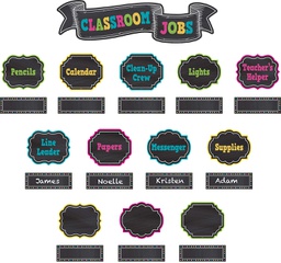 [TCR5653] Chalkboard Brights Classroom Jobs Mini Bulletin Board  (21.5&quot;x5.5&quot;)(54.6cmx13.9cm) (51pcs)
