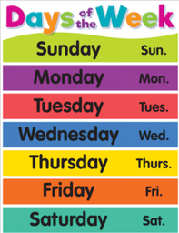 [TCR7489] COLORFUL DAYS OF THE WEEK CHART