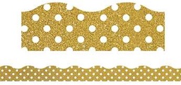 [TCRX77343] Gold Shimmer with White Polka Dots Clingy Thingies (40.6cm x 3.8cm) (10 pcs)
