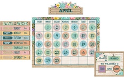 [TCR8593] Rustic Bloom Calendar Bulletin Board Set