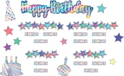 [TCRX8679] Iridescent Happy Birthday Mini Bulletin Board 19.75&quot; x 5&quot;(50.1cmx12.7cm) (71pcs)