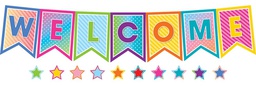 [TCRX8753] Colorful Vibes Pennants Welcome Bulletin Board (48 stars accents,7 little pcs) (55 pcs)
