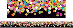 [TCR8797] Colorful Confetti on Black Straight Border Trim, 12pcs 2.75''x35''(6.9cmx88.9cm), total (35'=10.6m)