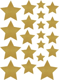[TCR8868] Gold Shimmer Stars Accents - Assorted Sizes ( 60 pcs) (15.2cm) 6&quot;x (10.1cm) 4&quot;x (8.8cm) 3.5&quot;, (6.3cm) 2.5&quot;