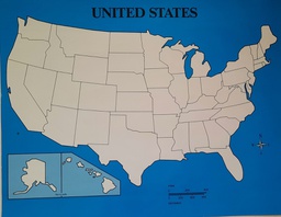 [TX1087] United States Map Chart 56cm.x 71cm.