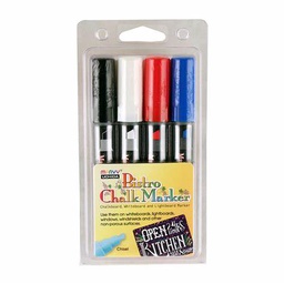 [UCH4834C] BISTRO Chalk Markers - 4 clr W/BK/R/BL