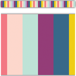 [TCR9088] Oh Happy Day Stripes Straight Border Trim, 12pcs 3''x35''(7.6cmx88.9cm), total(35'=10.6m)