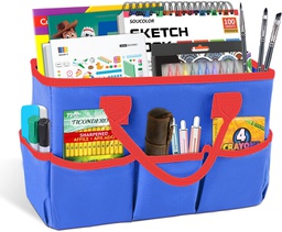 [X002ANUC0T] Teacher Helper Tote Bag/Desktop Tote (13.6x5.7x8.7 inches)(34.5cm x 14.5cm x 22cm) BLUE/RED