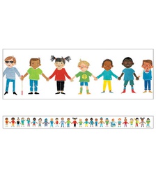 [CD108439] ALL ARE WELCOME KIDS STRAIGHT BORDERS 12 strips 3'x3''(91.4cmx7.6cm) total 36'(10.9m)