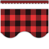 [TCR5881] Red and Black Gingham Scalloped Border Trim, 12strips 2.75''x35'(6.9cmx10.6m)