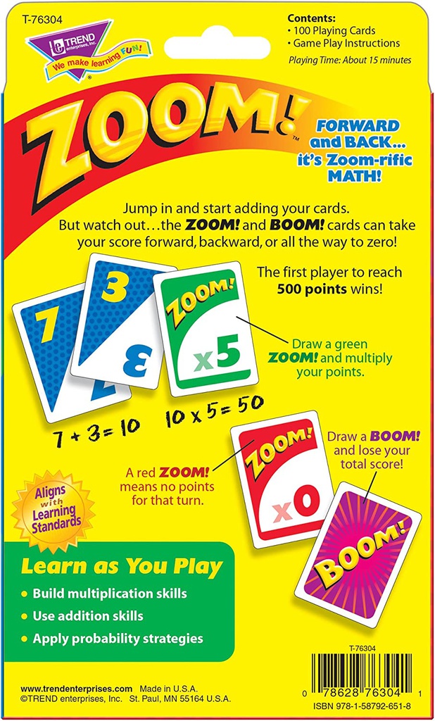 ZOOM! Multiplication CARD GAME (100 cards) AGE 9+