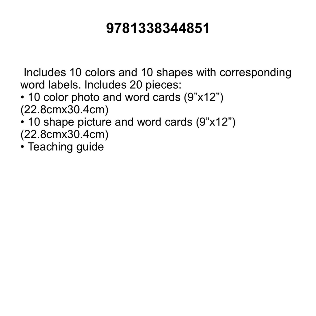 Colors &amp; Shapes Bulletin Board Set  10 Colored cards &amp; 10 Shapes  (20pcs)