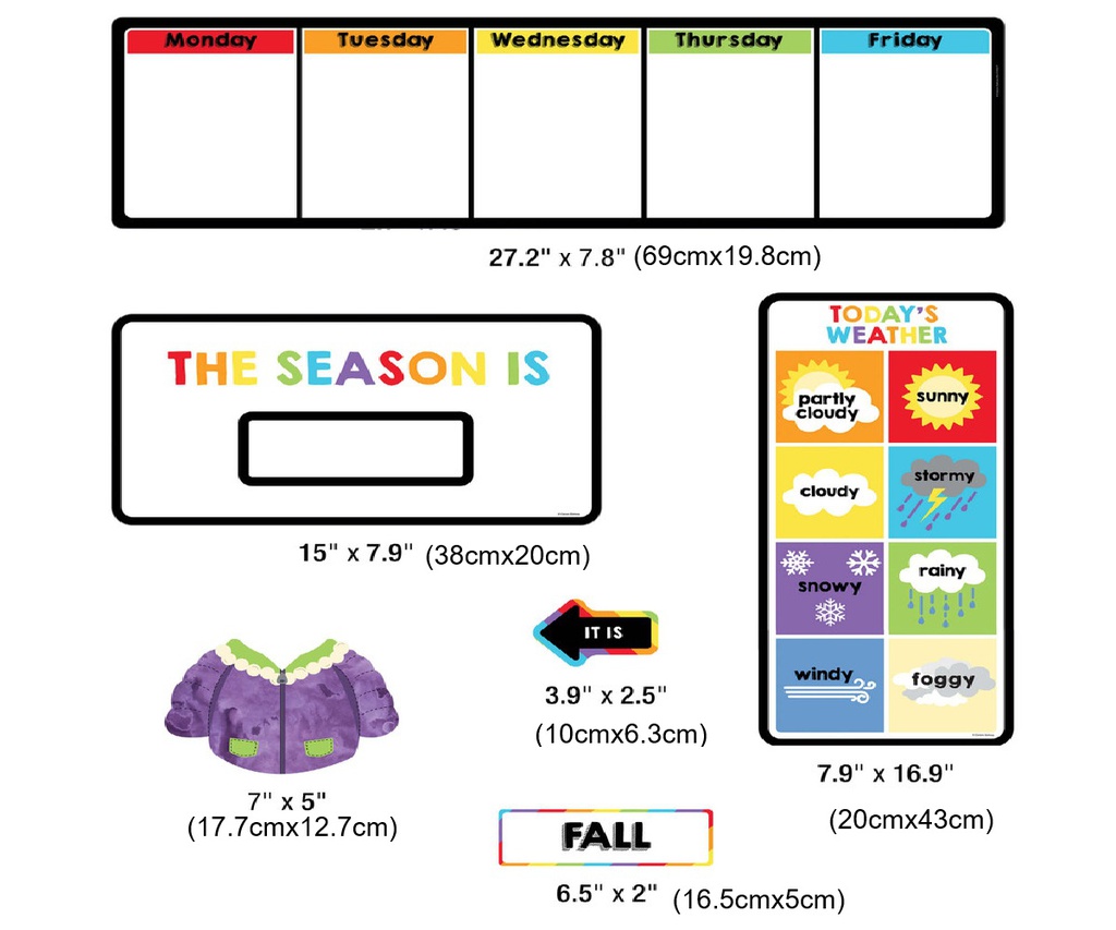 Weather Mini Bulletin Board Set Grade PK-2 (55 pcs)
