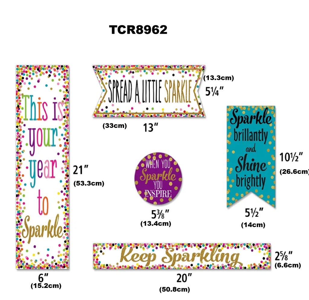 Confetti Sparkle and Shine Mini Bulletin Board 21&quot; x 6&quot;(53.3cmx15.2cm) (24pcs)