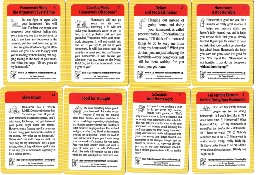 How to do Homework... - Mem-cards (28 double sided cards)