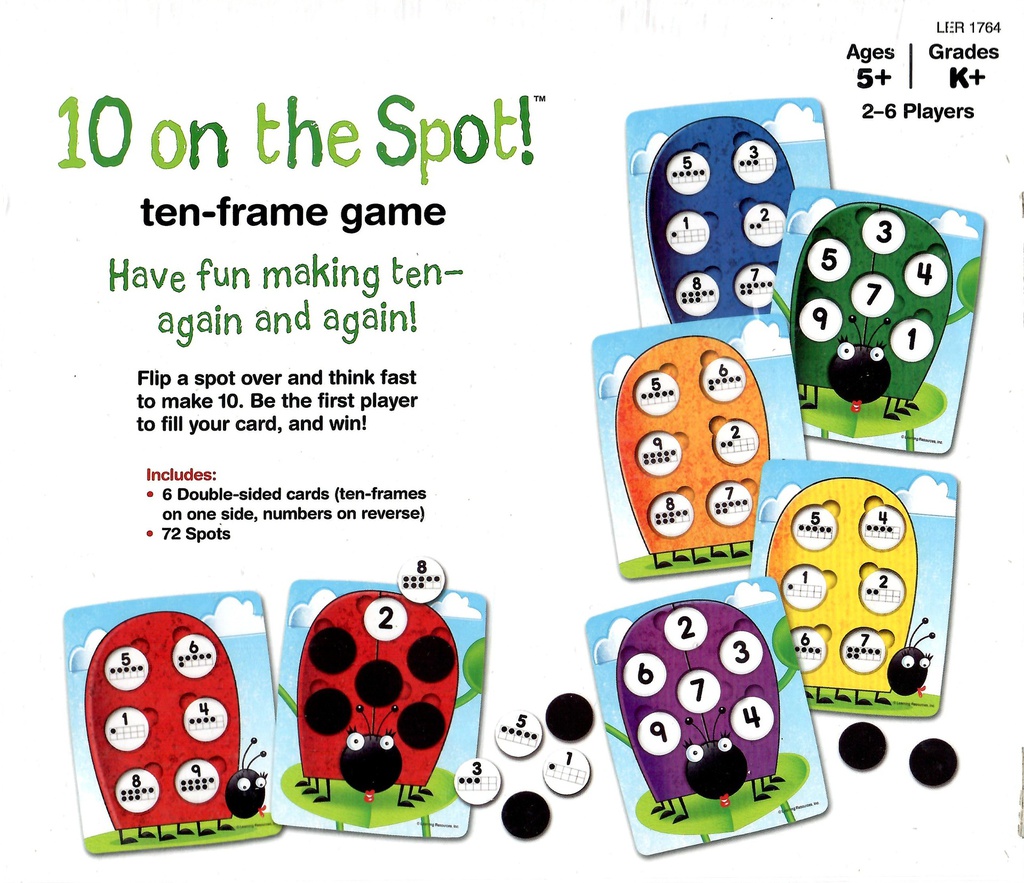 10 On the Spot! Ten-Frame Game (6 double-sided cards and 72 spots(pcs)