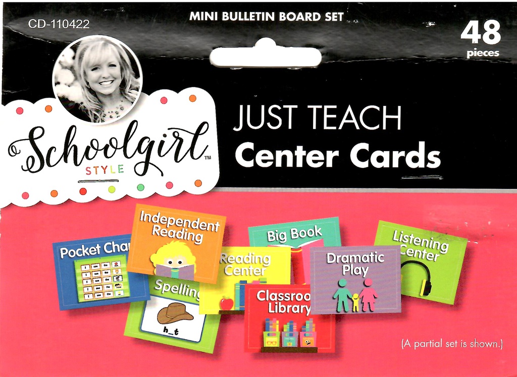 Center Cards Mini Bulletin Board Set (includes 40 Center cards & 8 ...
