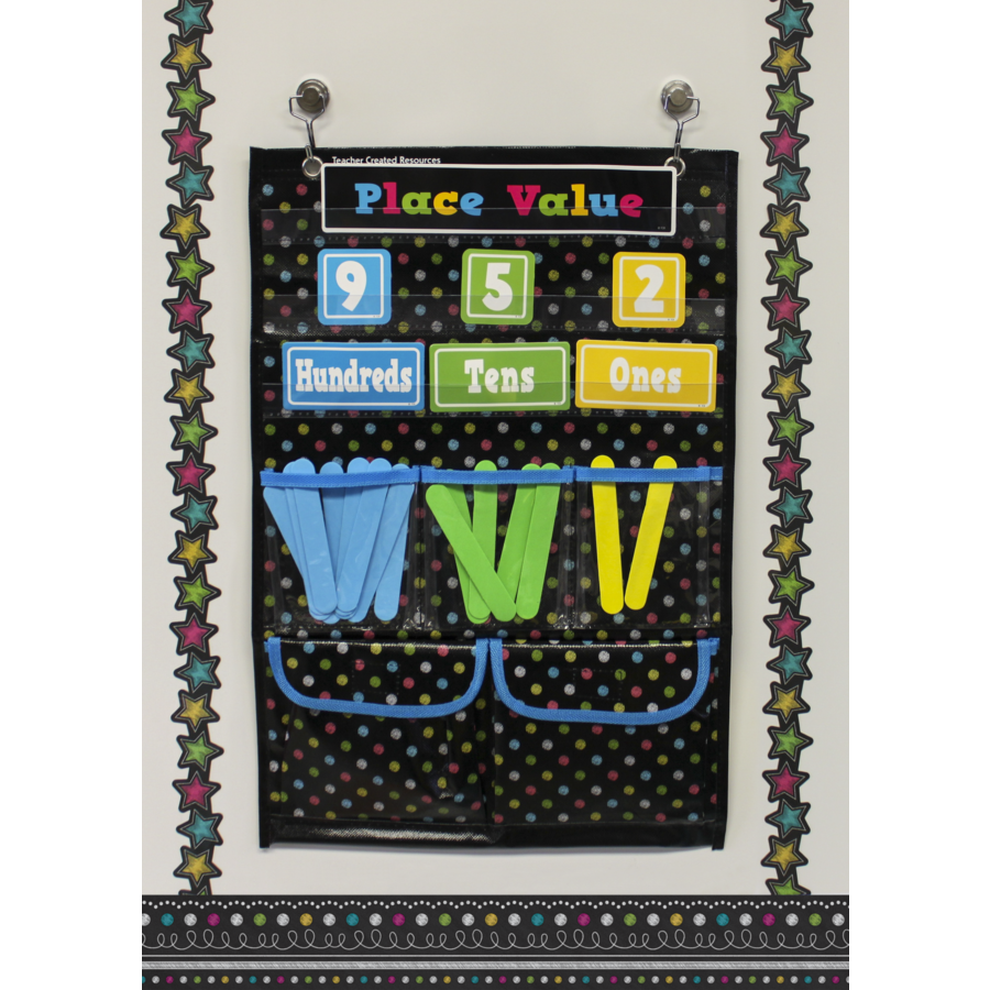 Chalkboard Brights Place Value Pocket Chart (14&quot; x 20&quot;)(35.5 cm x 50.8 cm)