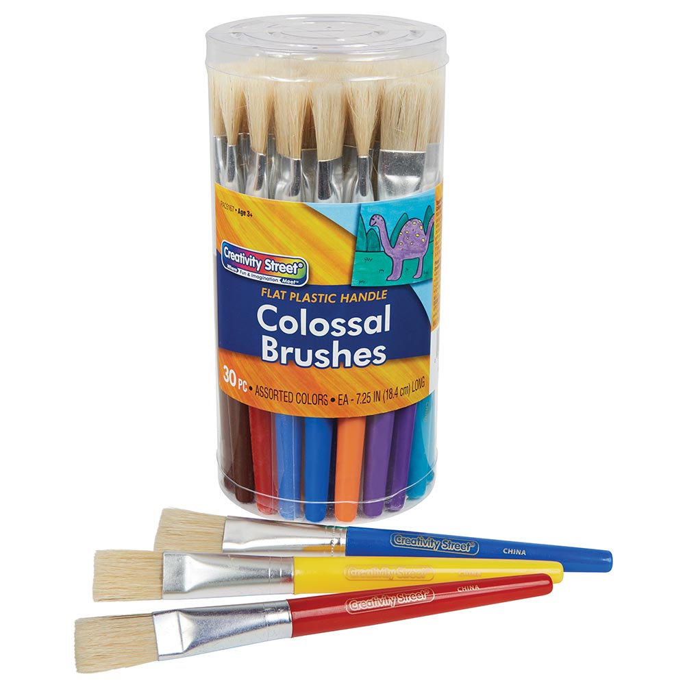 CREATIVITY STREET® COLOSSAL BRUSHES 7-1/4" LONG FLAT, ASSORTED COLORS 30 BRUSHES
